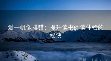 爱一帆像排错：提升读书阅读体验的秘诀