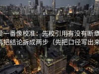 爱一番像校准：先校引用有没有断章，再把结论拆成两步（先把口径写出来）